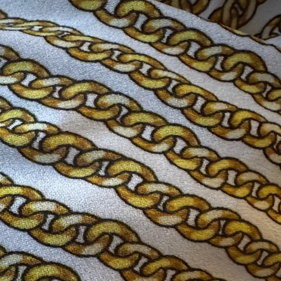 Michael Kors chain link print and choker Long-Sleeve Blouse in gold and white XL - Picture 4 of 10